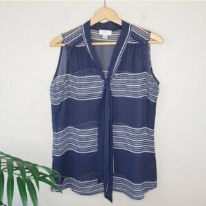 LOFT Factory | Navy Semi-Sheer Striped Tank Blouse